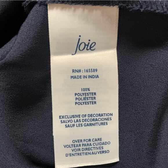 Joie Floral Midi Shift Dress Sz L Navy Dark Cottage Romantic Flowy Chiffon - Picture 9 of 11